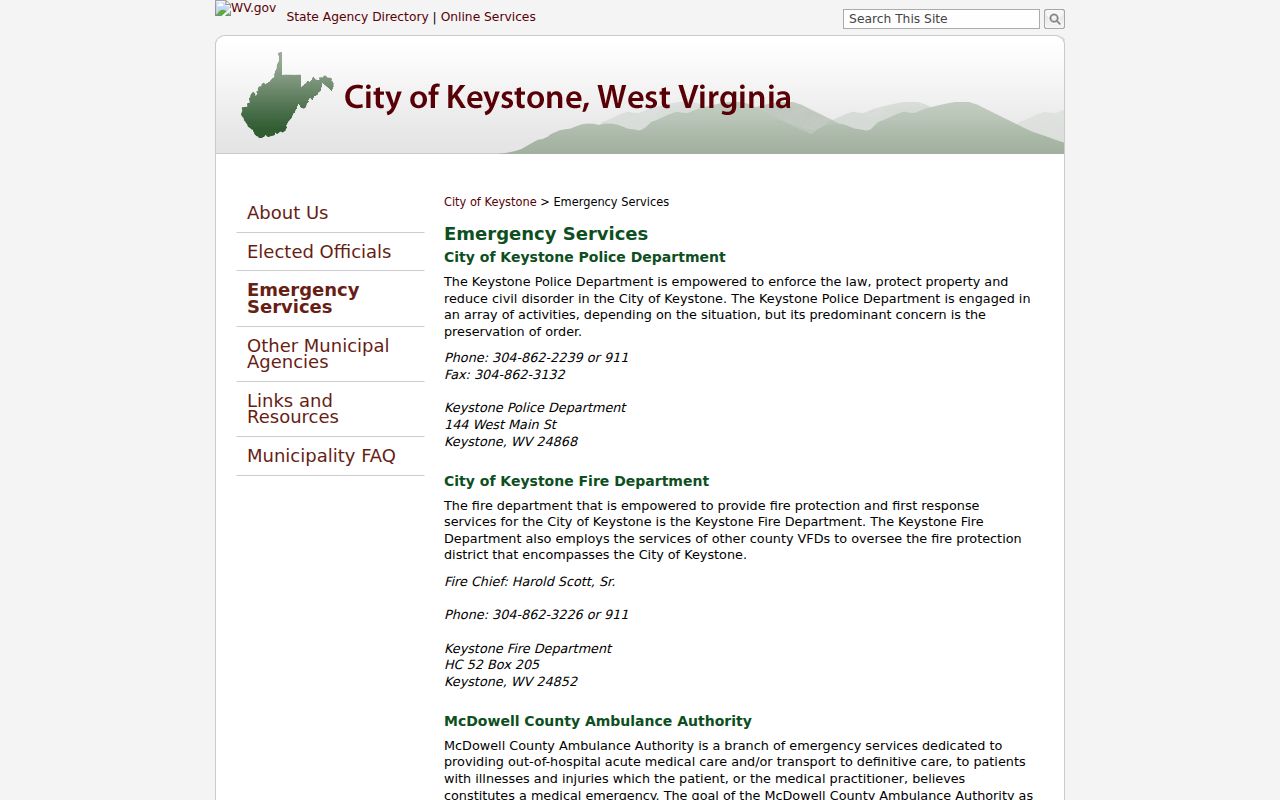 Keystone criminal records contact on the official police page