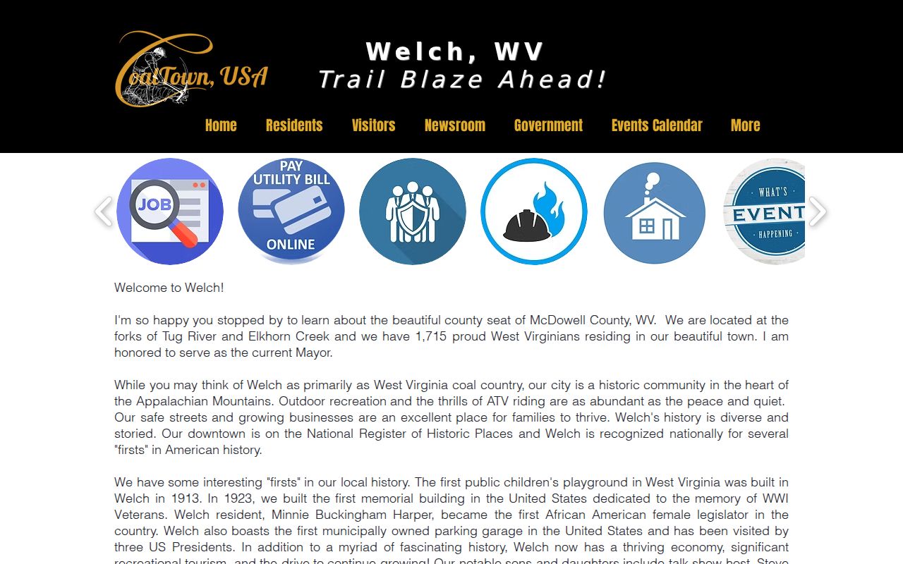 Welch criminal records source on the official city and police page