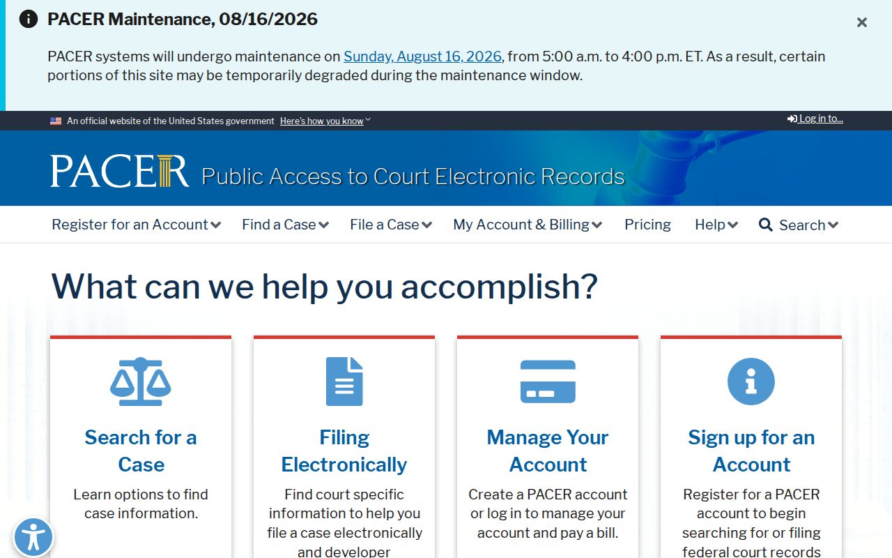 McDowell County criminal records PACER federal court search